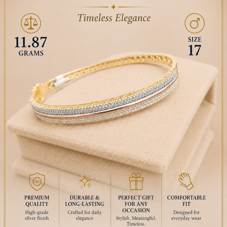Tri color Silver bangle