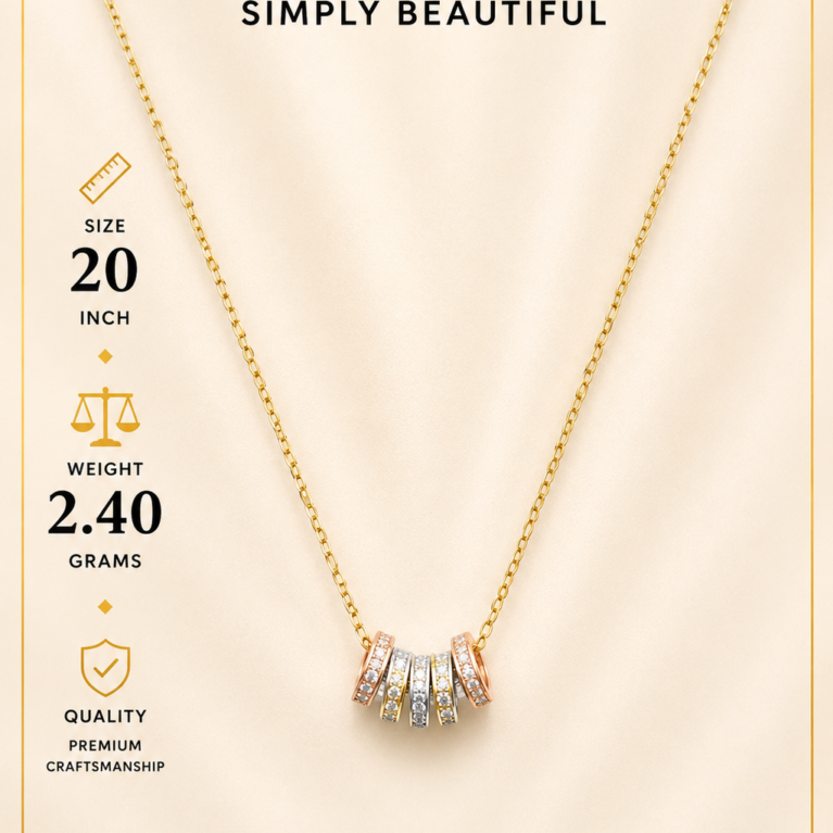 Silver multi-ring pendant necklace