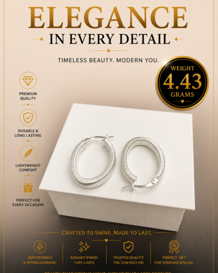 Oval Hoop Silver Earrings