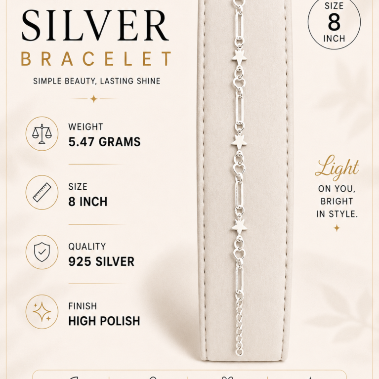 Silver star charm bracelet