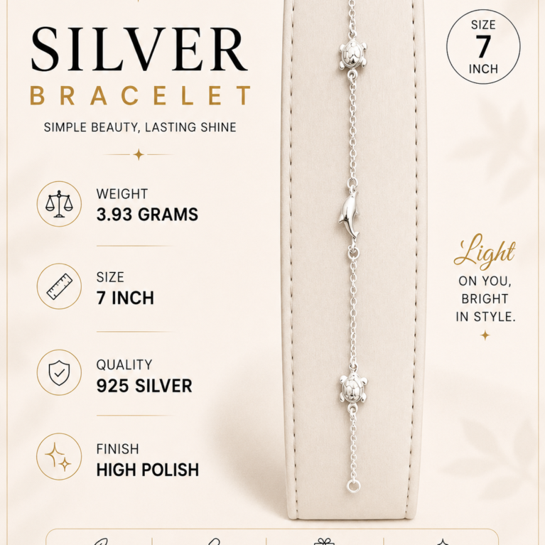 Silver dolphin and turtle bracelet
