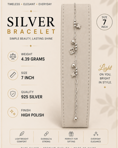 Silver Clover charm bracelet