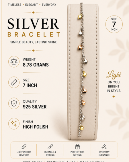 Tri-color heart bracelet