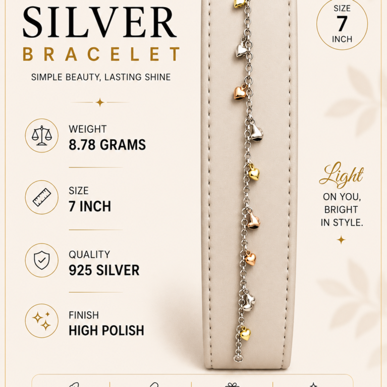 Tri-color heart bracelet