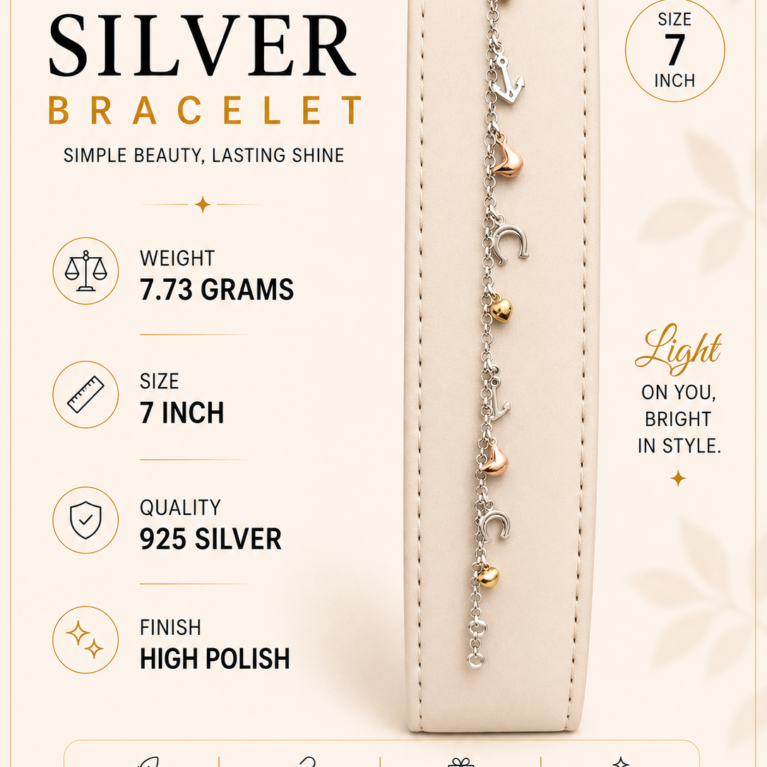 Dangling Charm Silver Bracelet