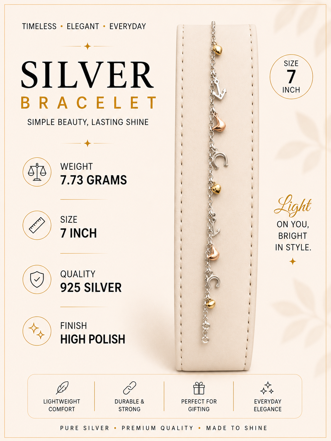 Dangling Charm Silver Bracelet