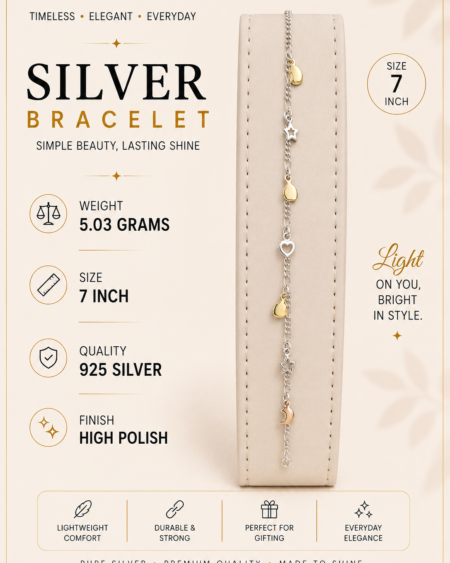 Silver heart charm bracelet