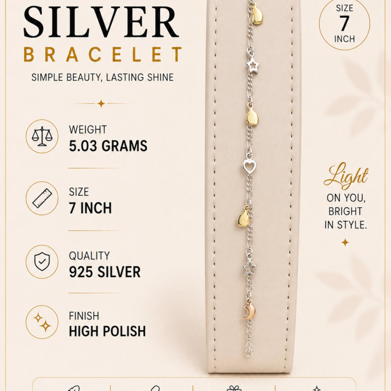 Silver heart charm bracelet