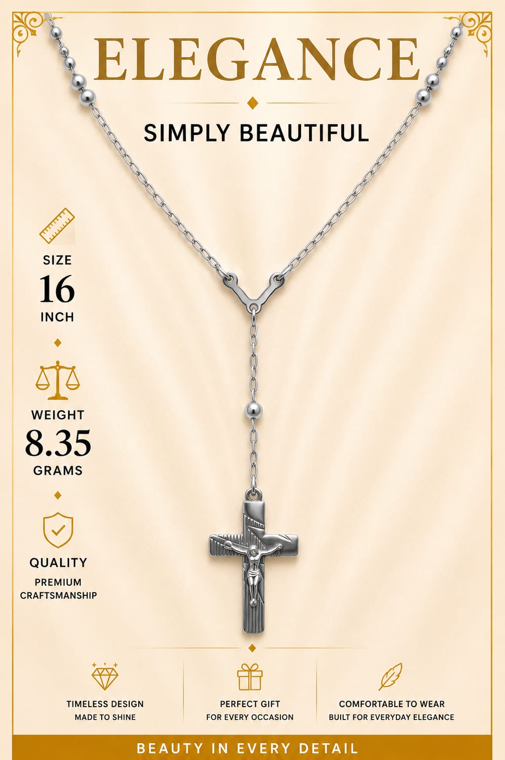 Silver Rosary Necklace
