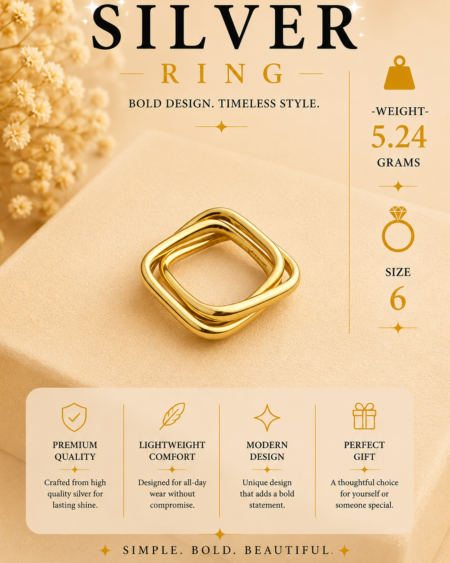 Silver Square Loop Ring