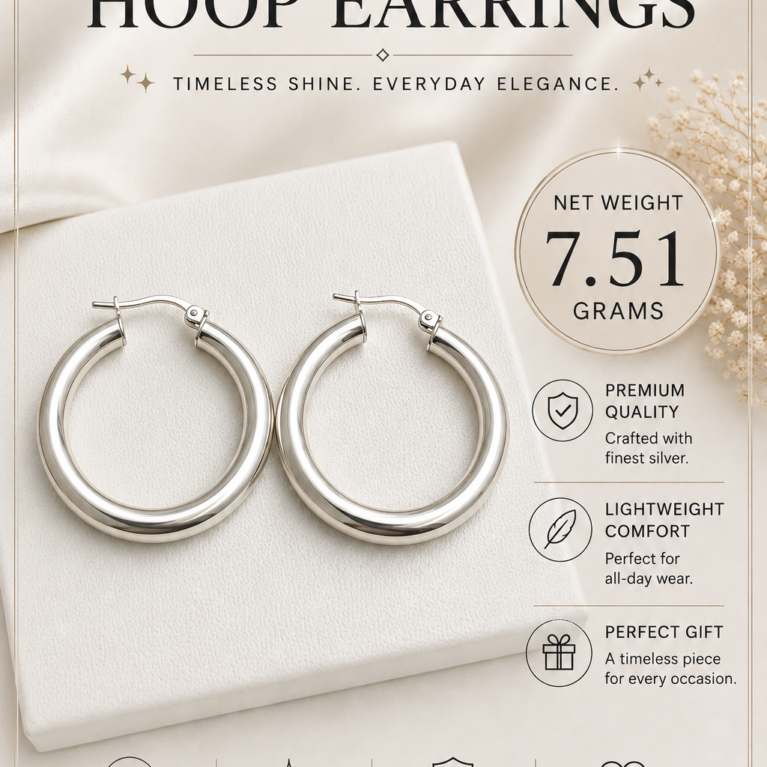 Silver Classic Large Hoop Earrings