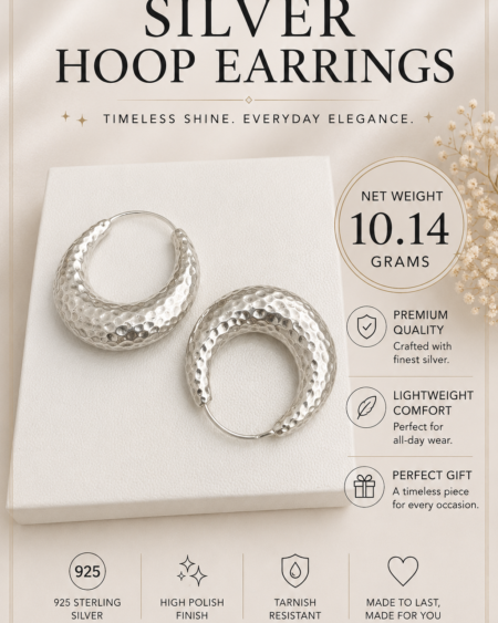 Silver Crescent Statement Hoop Earrings
