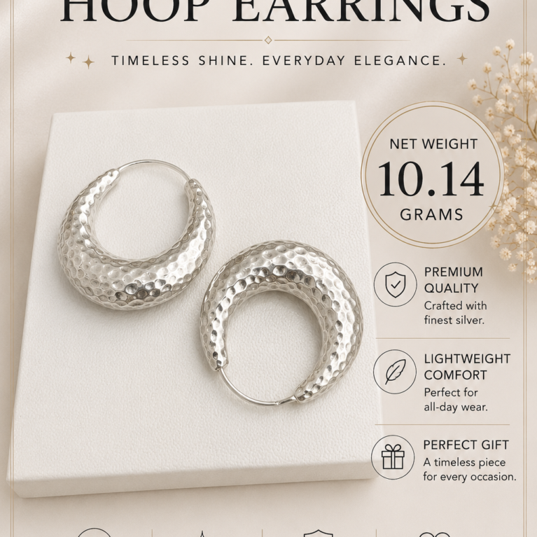 Silver Crescent Statement Hoop Earrings