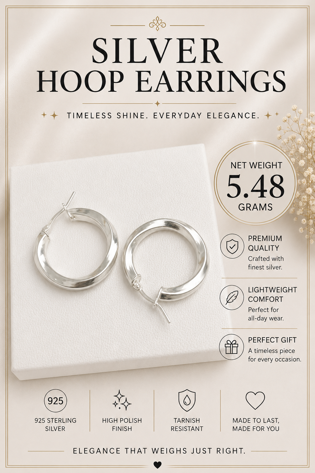 Silver Chunky Hoop Earrings