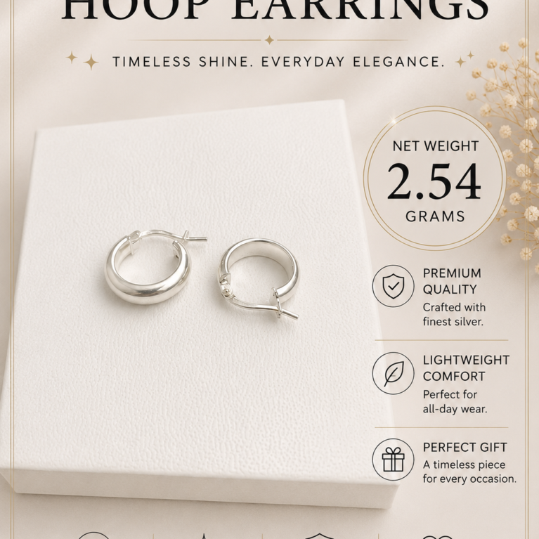 Silver Classic Huggie Hoop Earrings