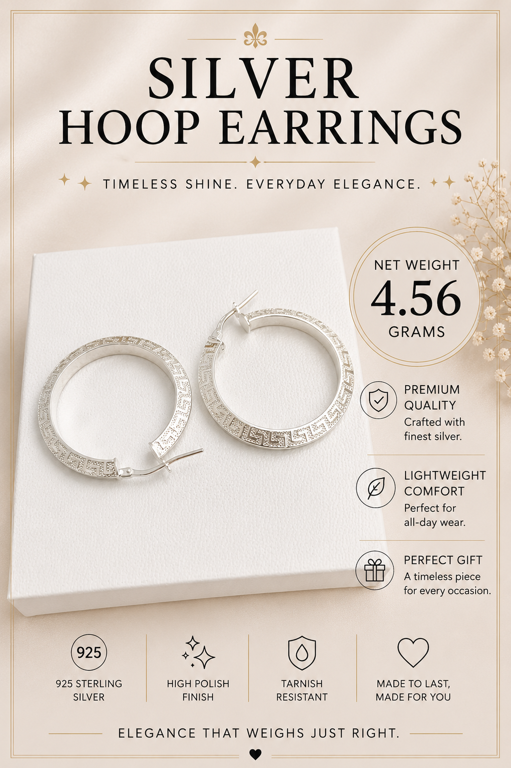 Silver Elegant Greek Key Earrings