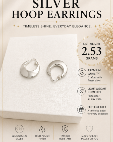 Silver Crescent Hoop Earrings