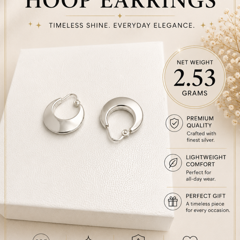 Silver Crescent Hoop Earrings