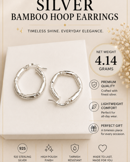 Silver Bamboo Hoop Earrings