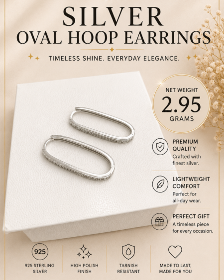 Silver Slim Oval Earrings