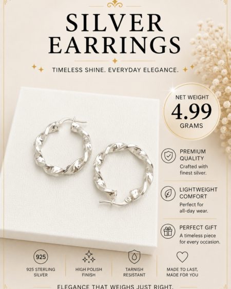 Silver Leaf Hoop Earrings