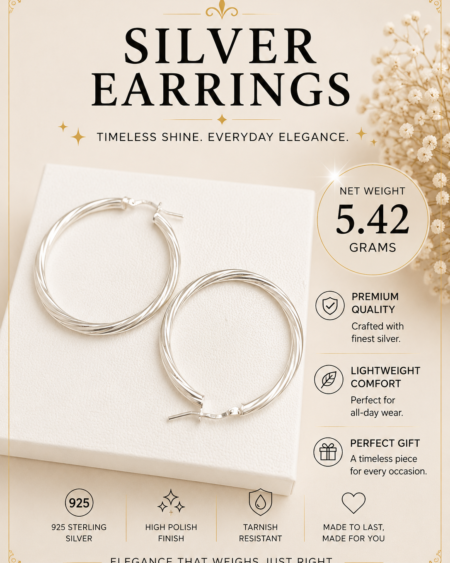 Silver Twisted Circle Hoop Earrings