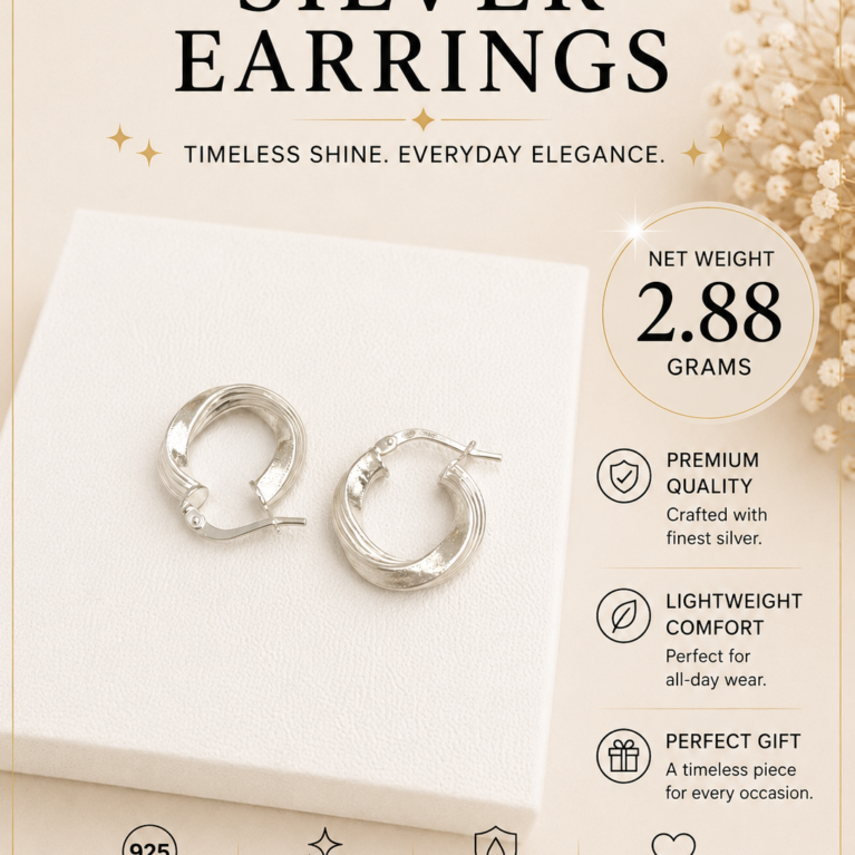 Silver Classic Twisted Hoops