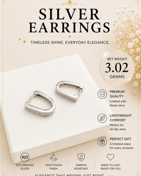 Silver Oval Pavé Hoops