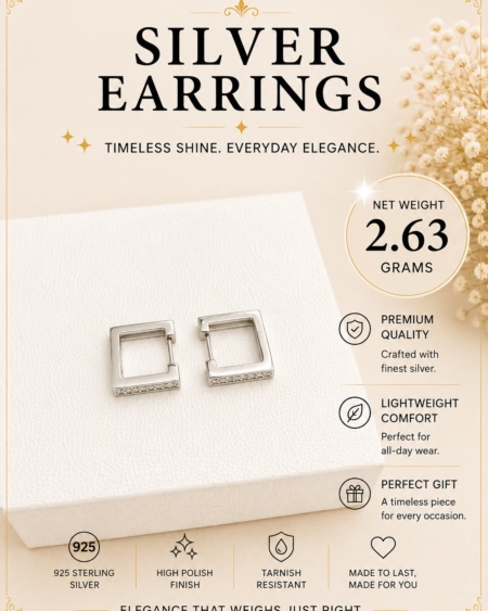 Silver Square Hoop Earrings