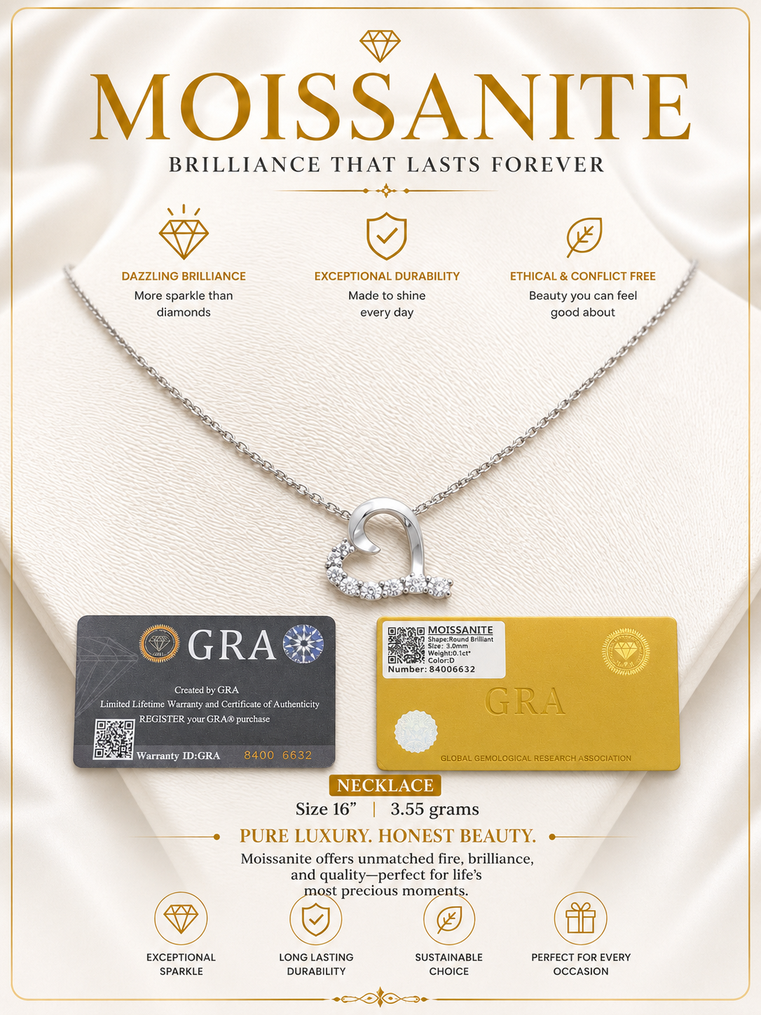 Moissanite Heart-Shape Necklace