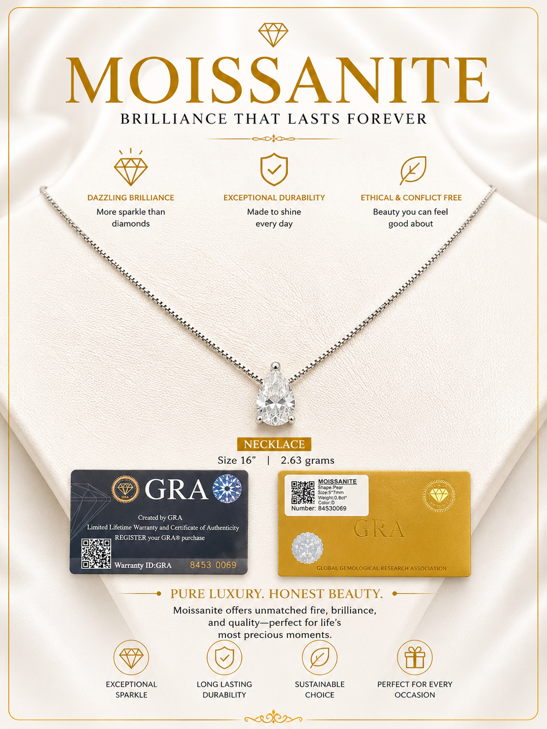 Moissanite Pear-Shaped Necklace