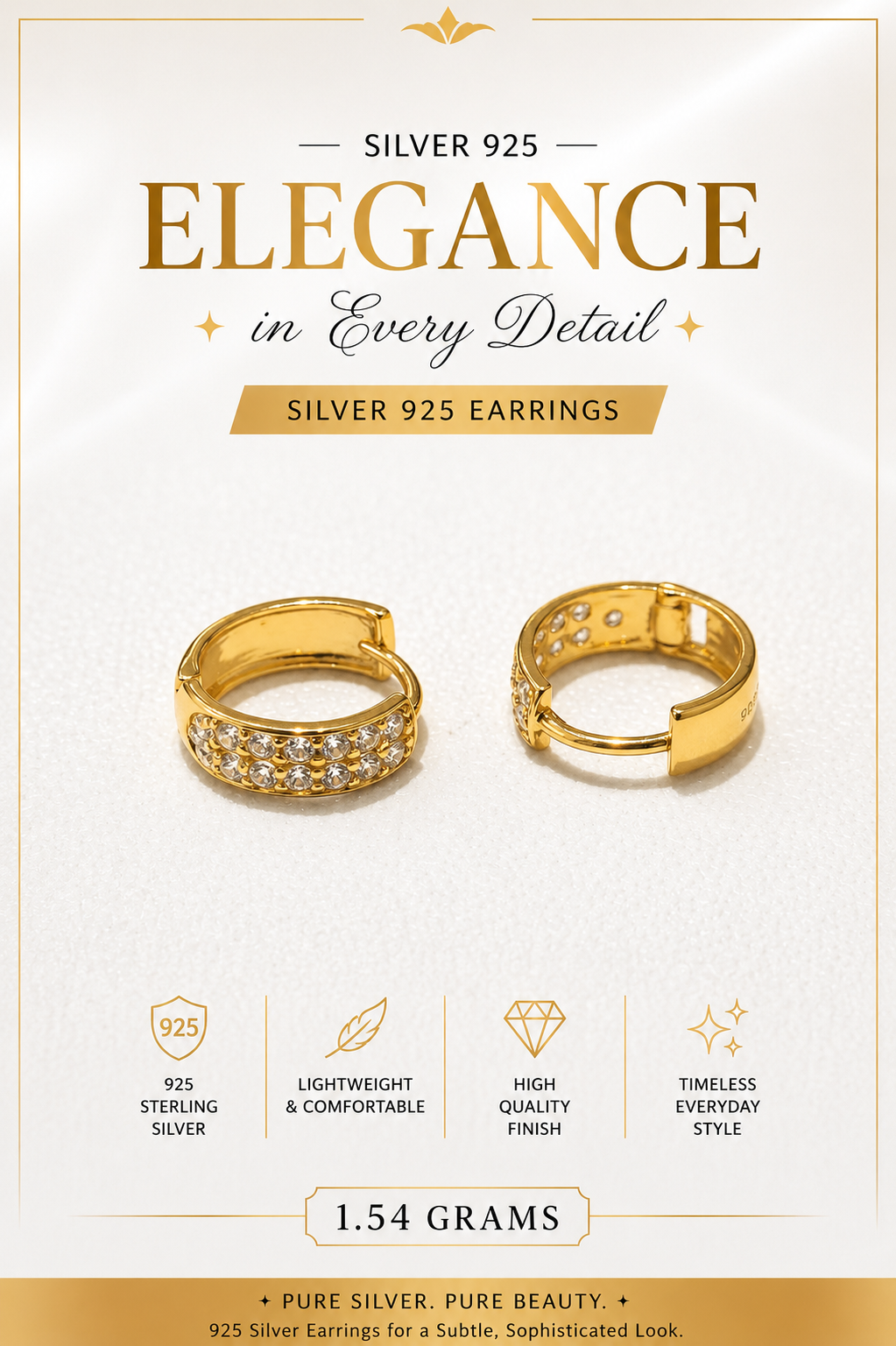 Double Row Pavé Huggie Earrings