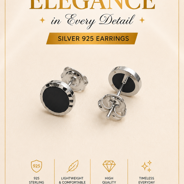Black Onyx Stud Earrings