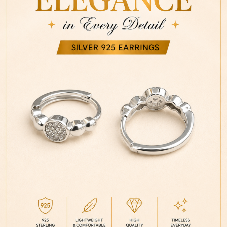 Beaded Pavé Circle Hoop Earrings