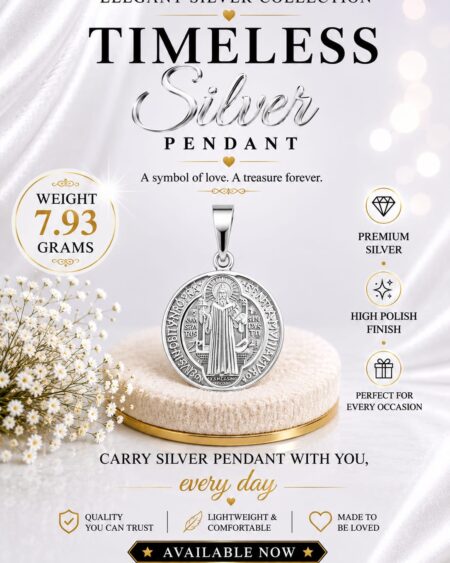 Silver Virgin Mary Miraculous Medal Pendant