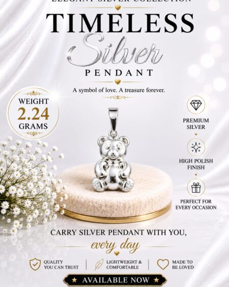 Silver Teddy Bear Pendant