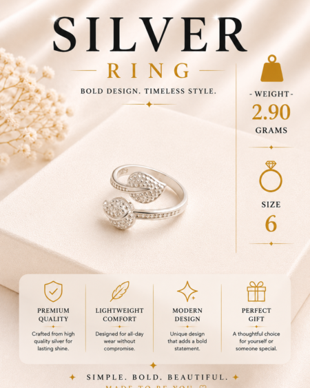 Silver Crystal Flower Ring