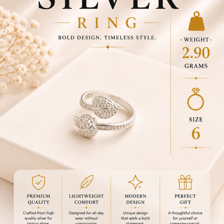 Silver Crystal Flower Ring