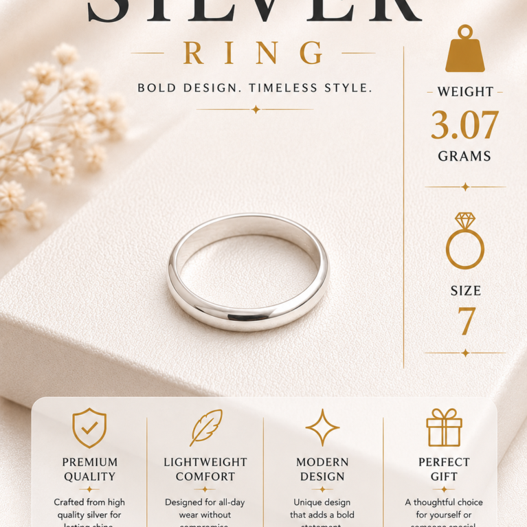 Silver Plain Band Ring