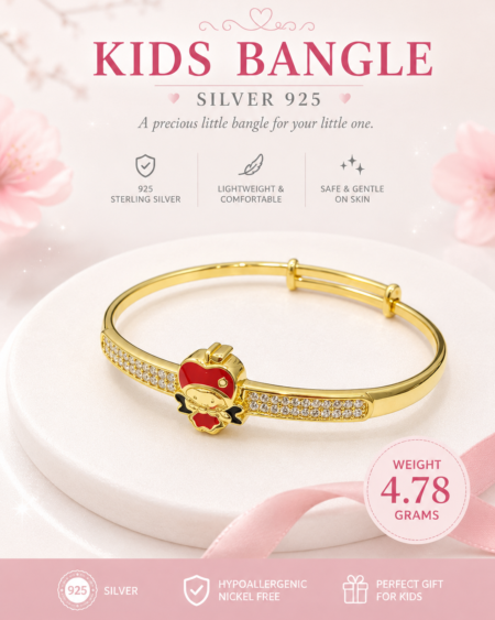 Sweet Kitty Kids 925 Sterling Silver Bangle