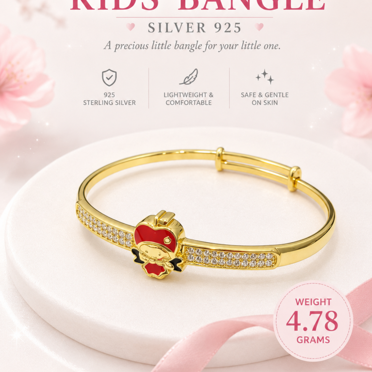 Sweet Kitty Kids 925 Sterling Silver Bangle