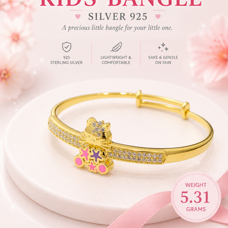 Blossom Charm Kids 925 Sterling Silver Bangle