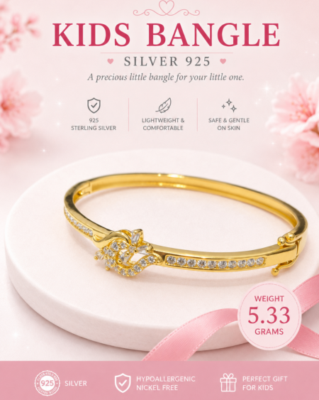 Sparkling Heart Kids 925 Sterling Silver Bangle