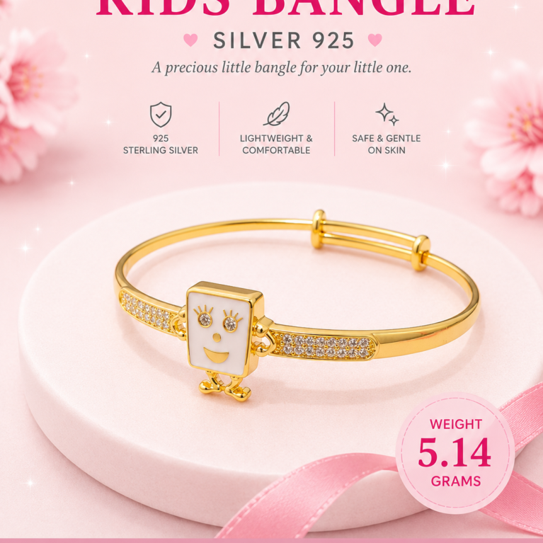 Little Square Friend 925 Sterling Silver Bangle
