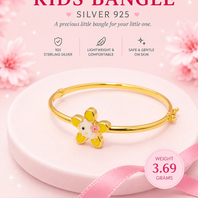 Blooming Flower 925 Sterling Silver Bangle