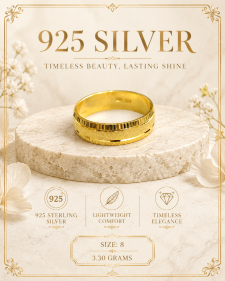 Golden Groove 925 Sterling Silver Band